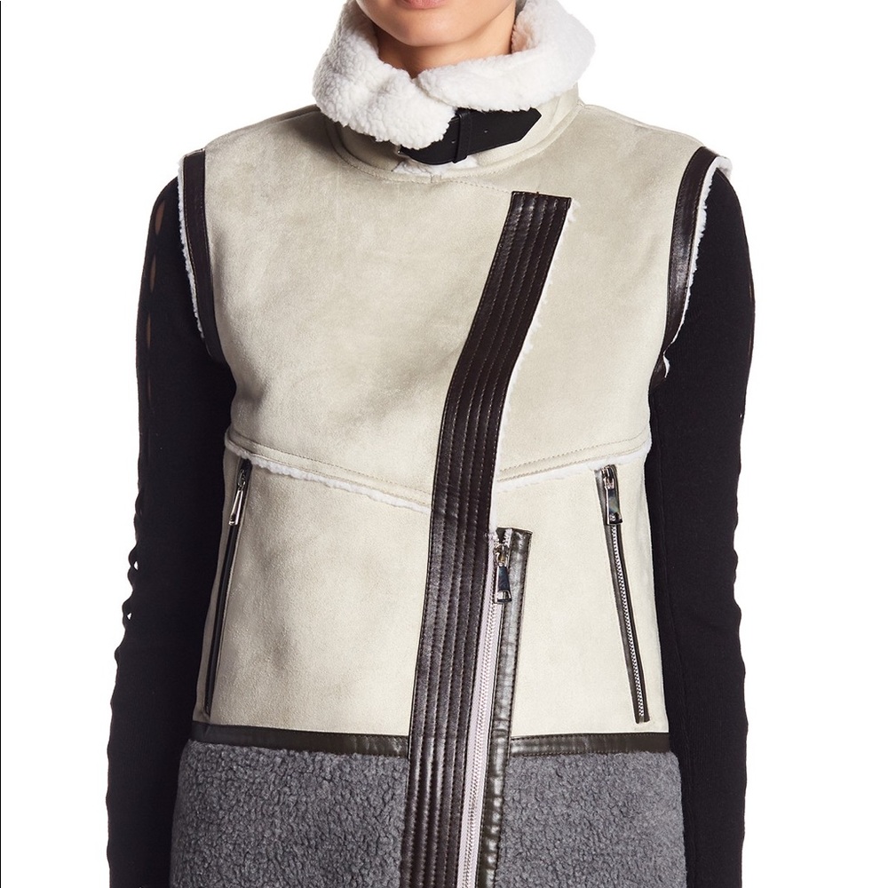 Love Token Faux Fur Colorblock Vest